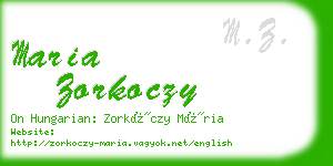 maria zorkoczy business card